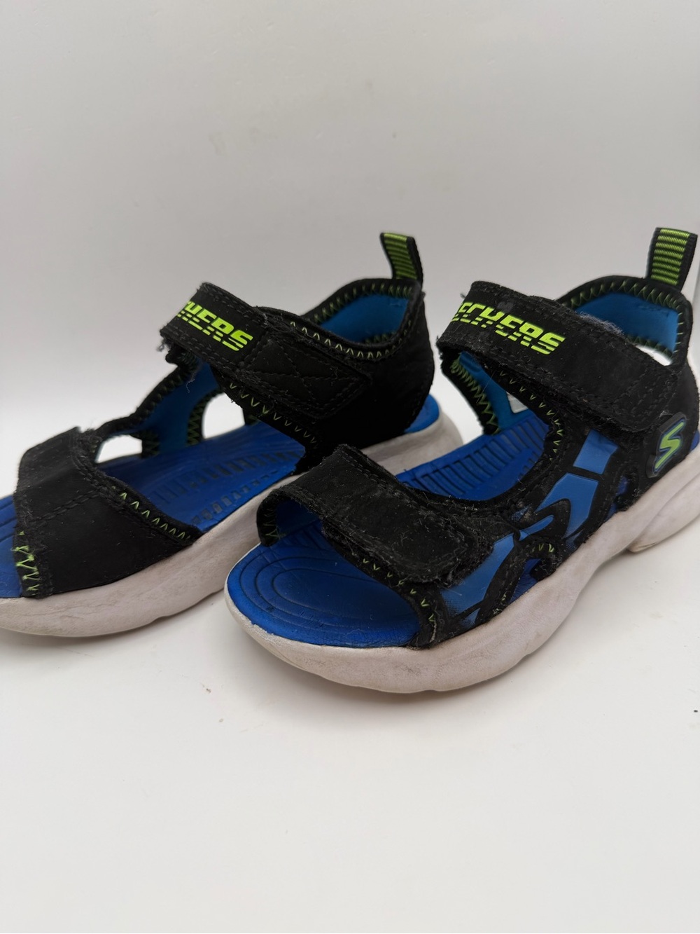 Sketchers Razor Splash Aqua Buddies Kids Sport Sandals Size 11 Black Blue Lime